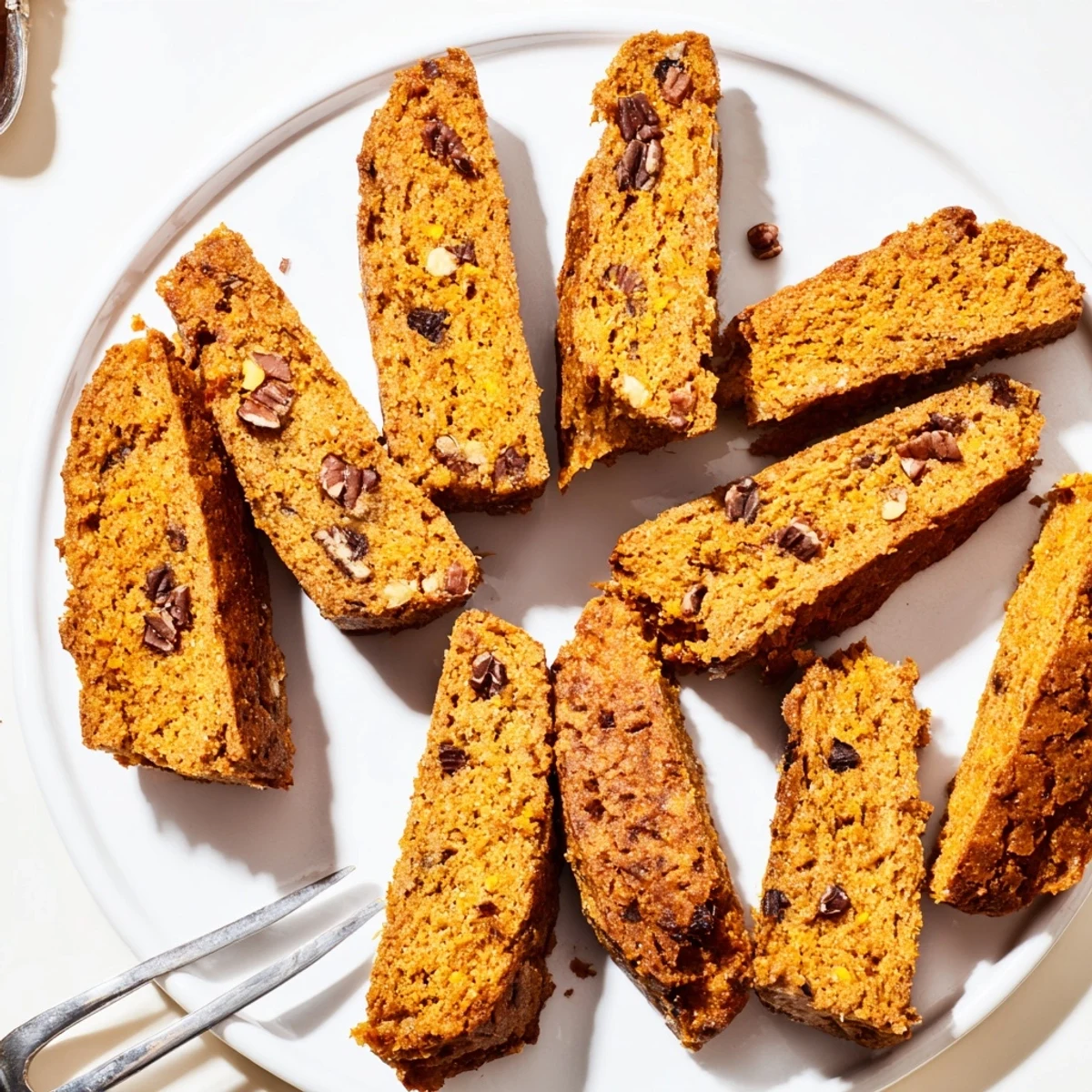 Deliciously twice-baked pumpkin muffin biscotti dippers perfect for dunking in hot chocolate.