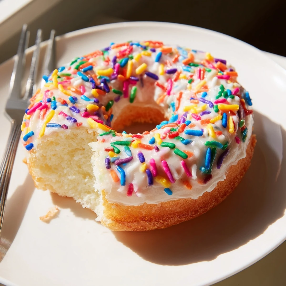 Irresistible cream soda birthday cake donuts, adorned with a sweet glaze and playful sprinkles.