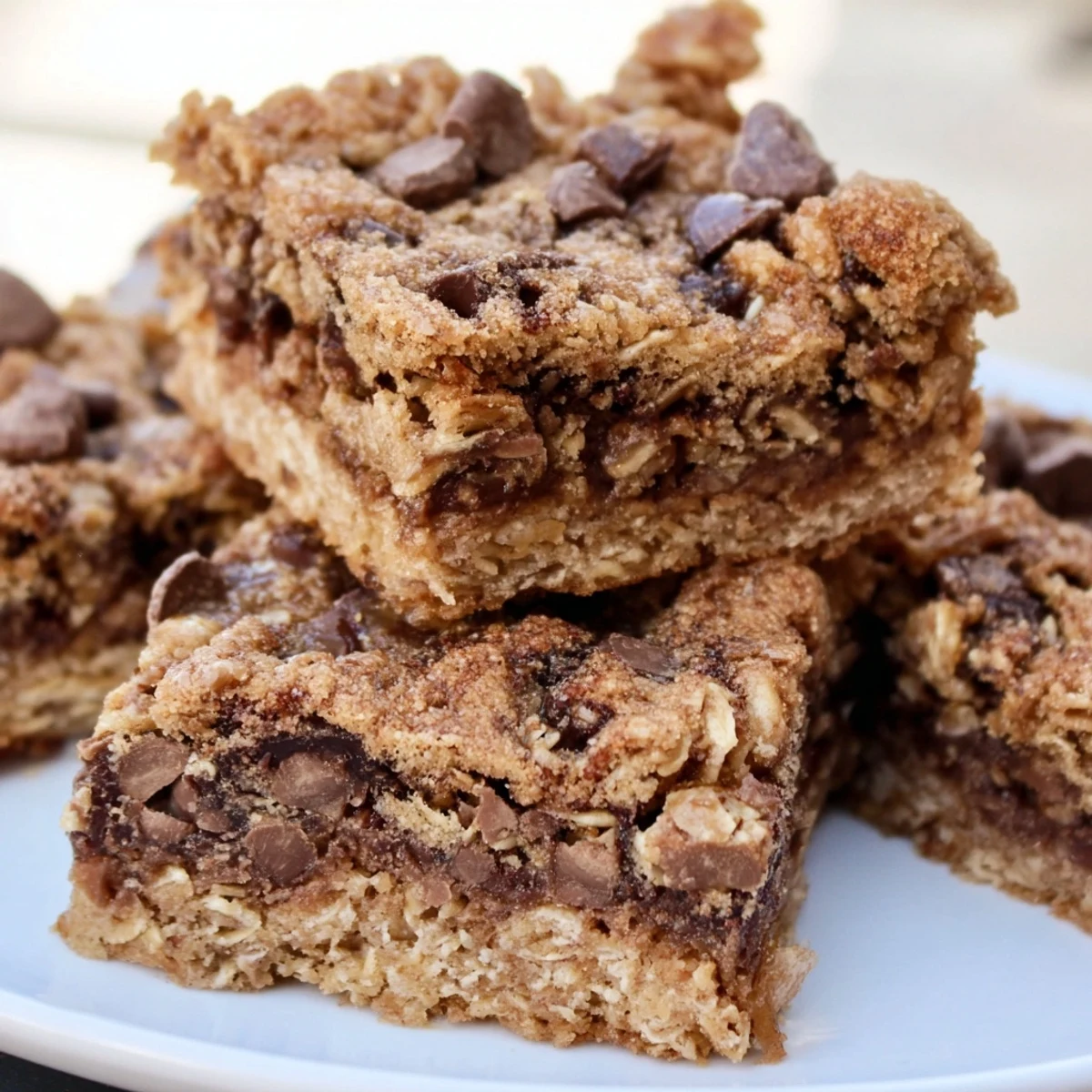Deliciously warm Cinnamon Sugar Monster Cookie Bars served fresh from the oven.  