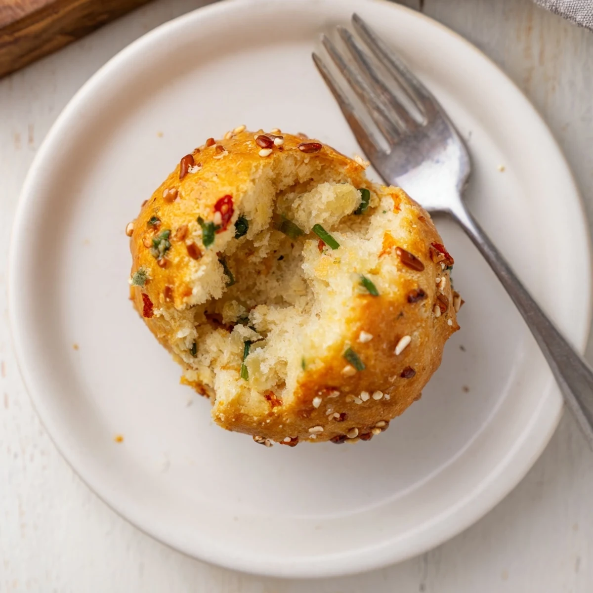 Savory chili garlic pretzel drop scones, golden brown, perfect for soup pairings.  