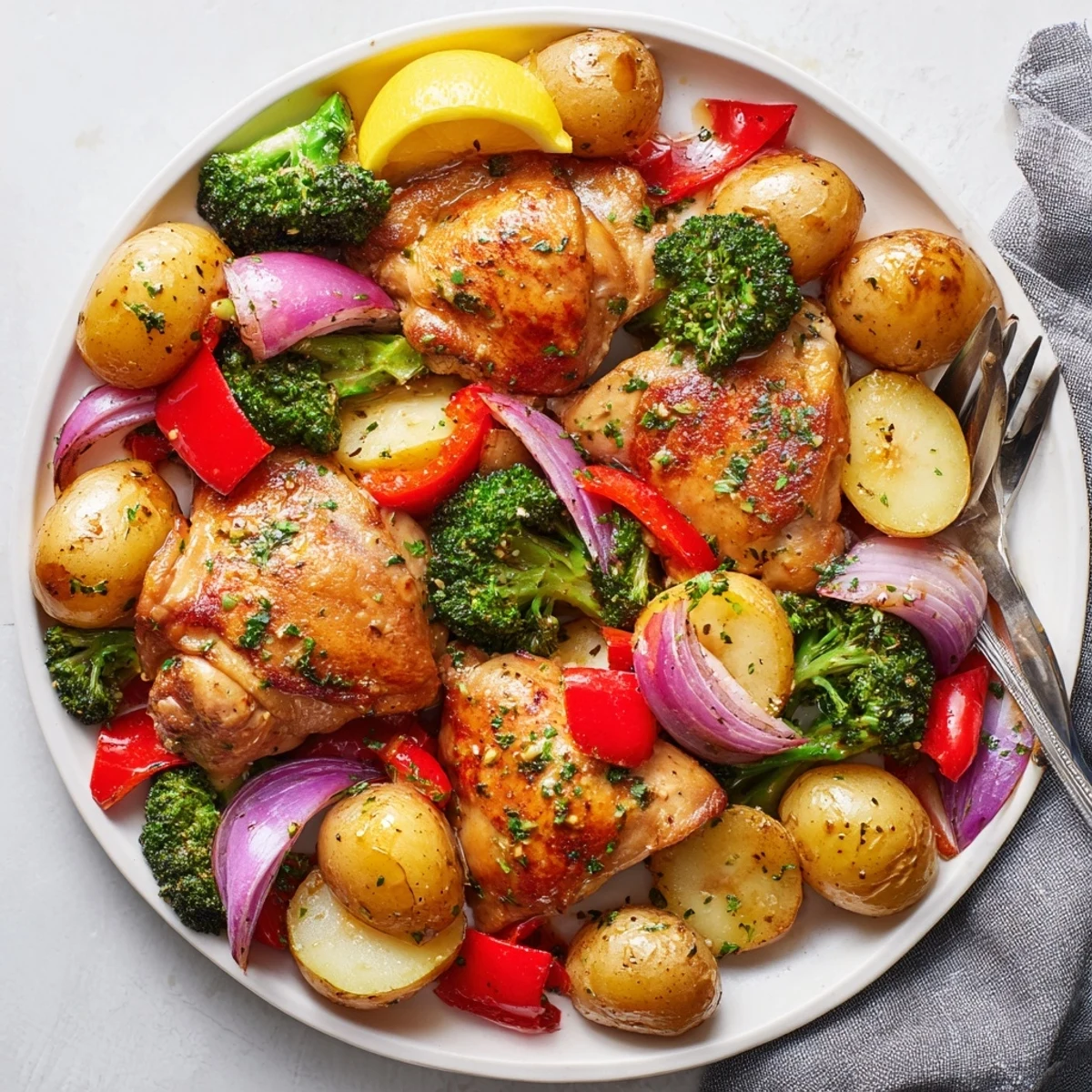 Flavorful Lazy Gourmet Chicken & Vegetable One-Pot dish, packed with vibrant veggies and tender chicken.  