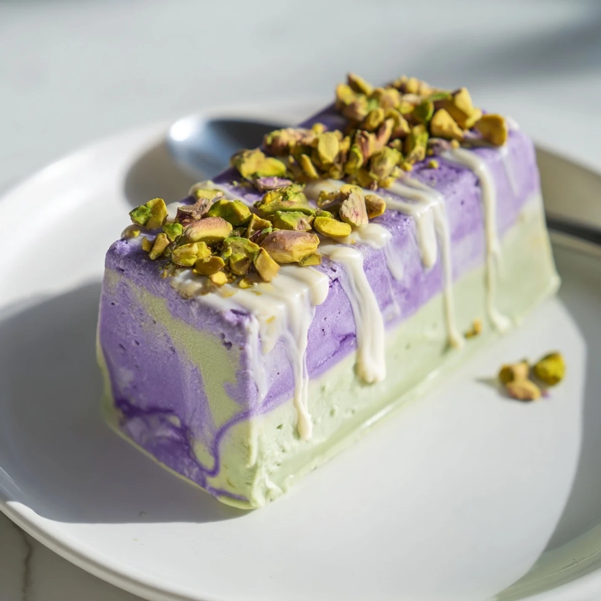 Refreshing ube & pistachio ice cream bars, perfect for summer gatherings or parties.  