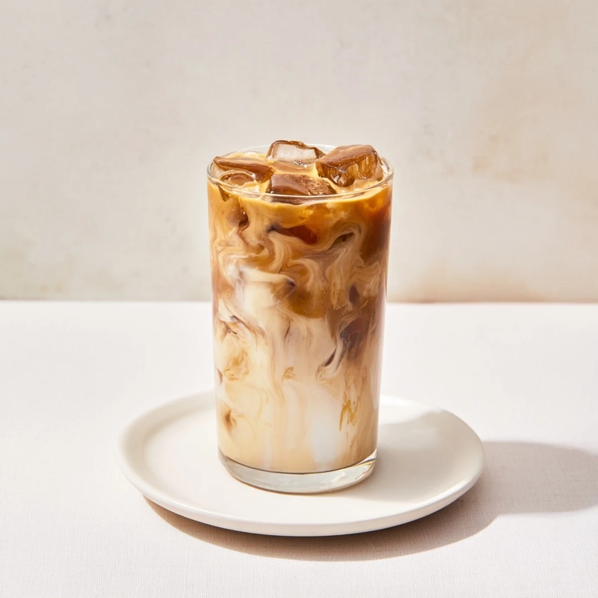 Creamy tahini iced coffee blended with cold brew for a refreshing vegan treat.  