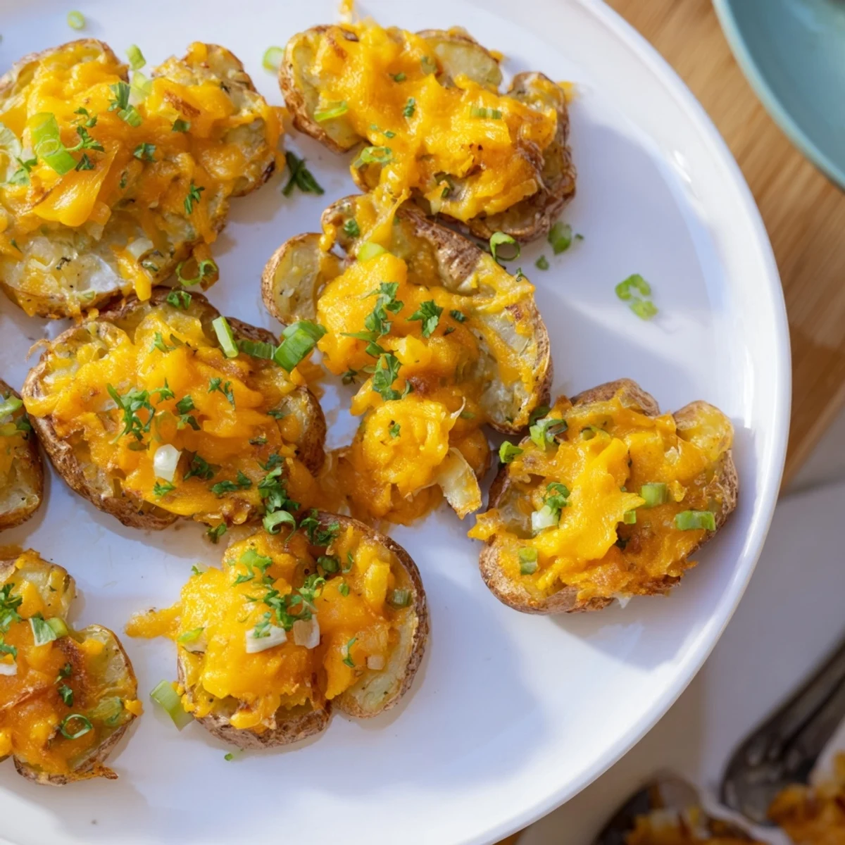Savory smashed green onion potato bombs, ideal for sharing at any gathering.