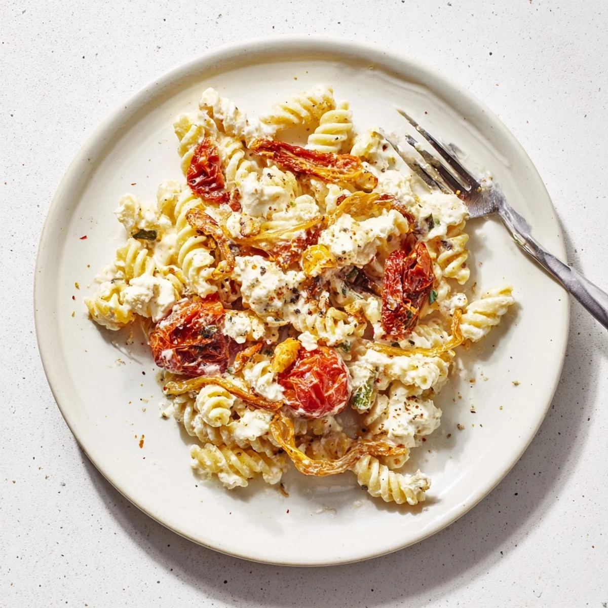Baked Feta Pasta Onions Tomatoes