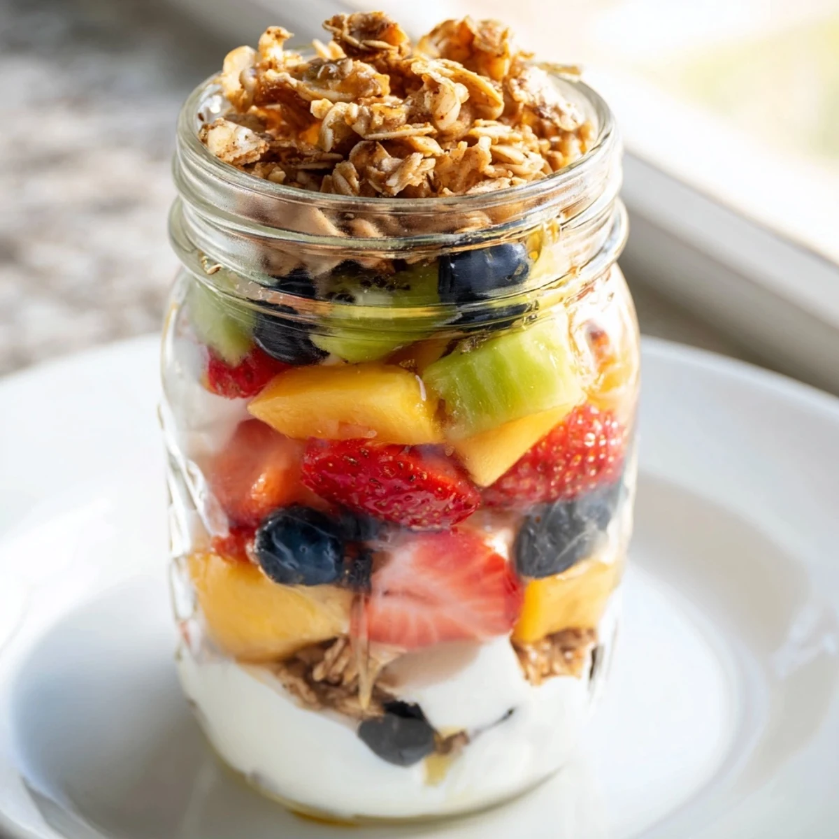 Sweet and simple Yogurt Parfait, showcasing fresh fruit layered with Greek yogurt and crunchy granola.