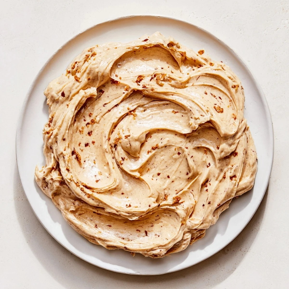 A close-up of the smooth, festive Quick Christmas Cookie Butter Spread, perfect for winter mornings.