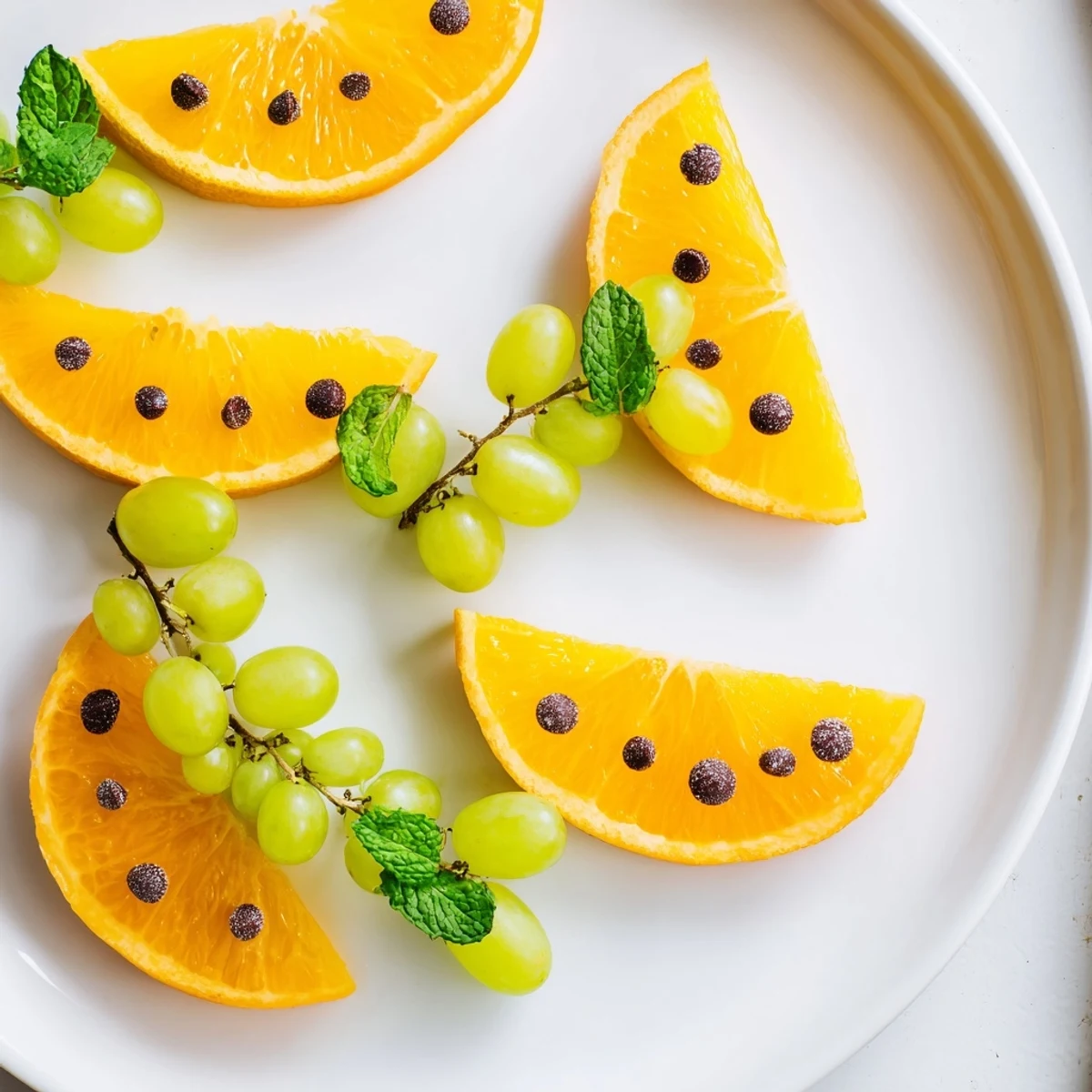 Bright, juicy Pumpkin Patch Orange Slices are arranged like mini pumpkins on a platter for serving.