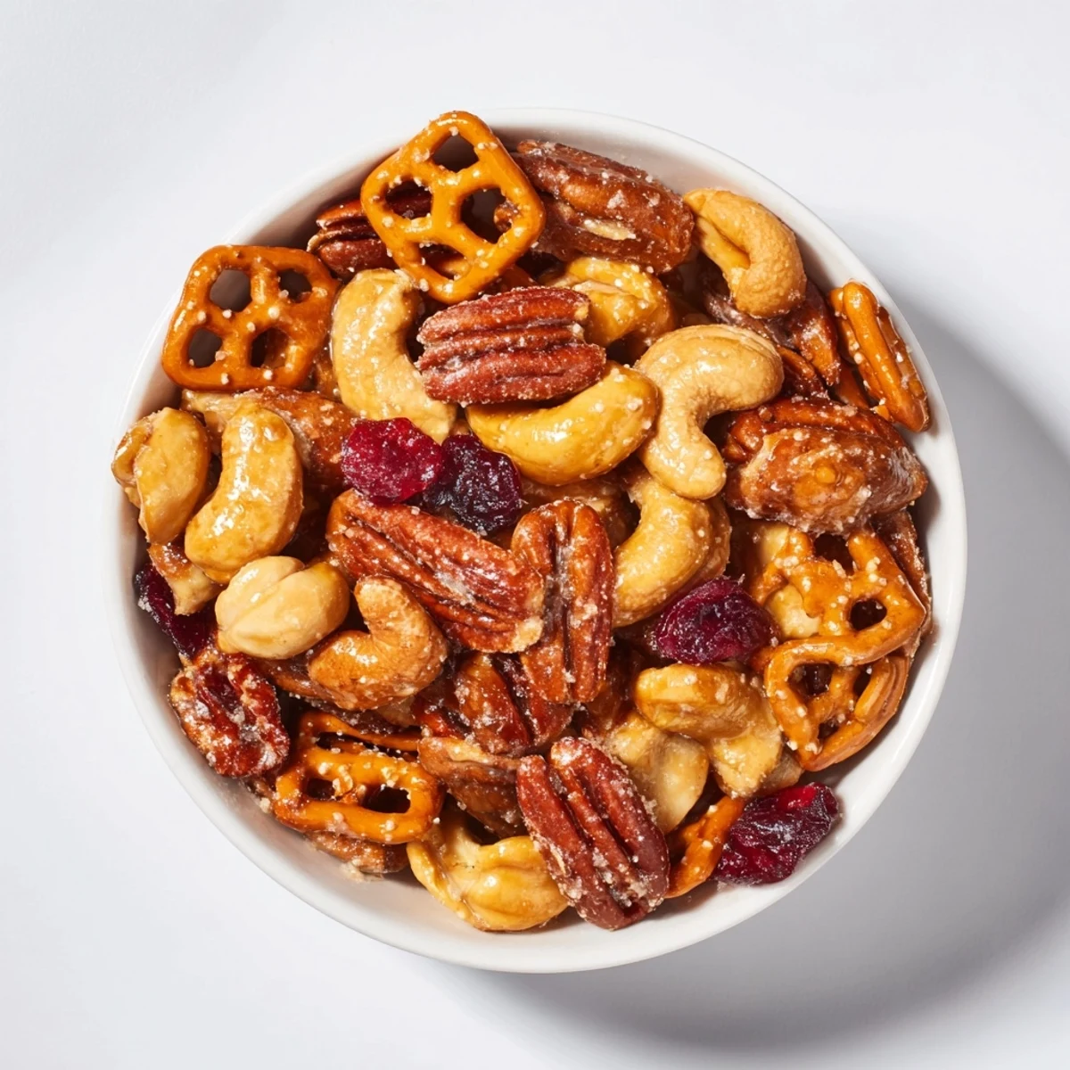 The delicious Sweet and Salty Holiday Nut Bowl; imagine a mix of crunchy, roasted nuts with a sweet glaze.