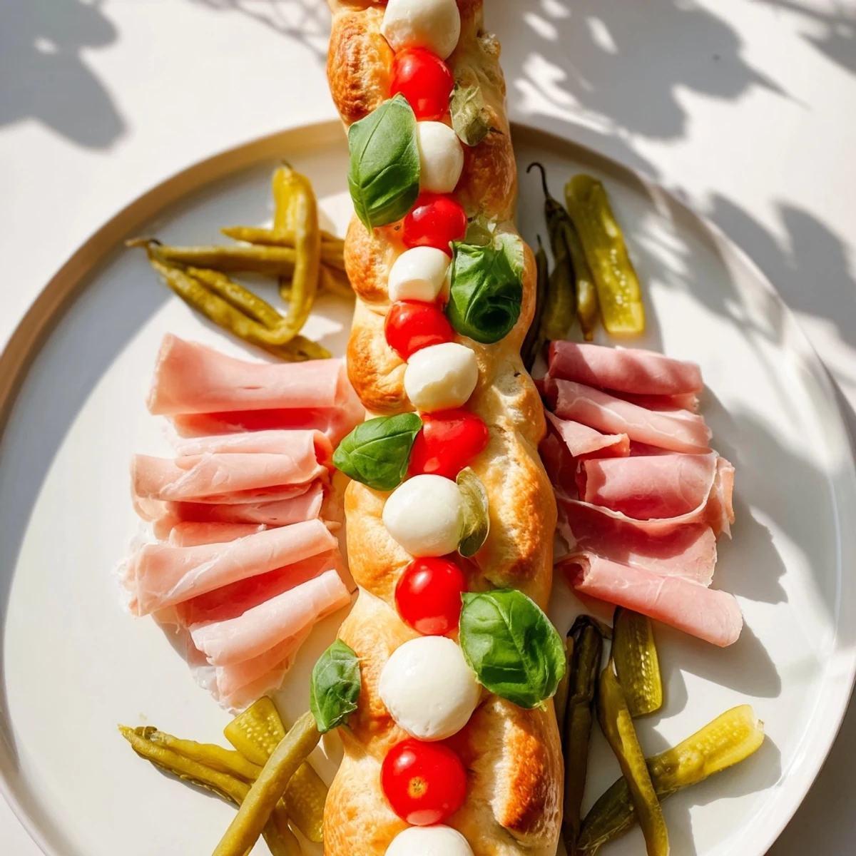 Fractal Tree Branching Bread Platter with cured meats and fresh veggies, ready to enjoy as a delicious appetizer.