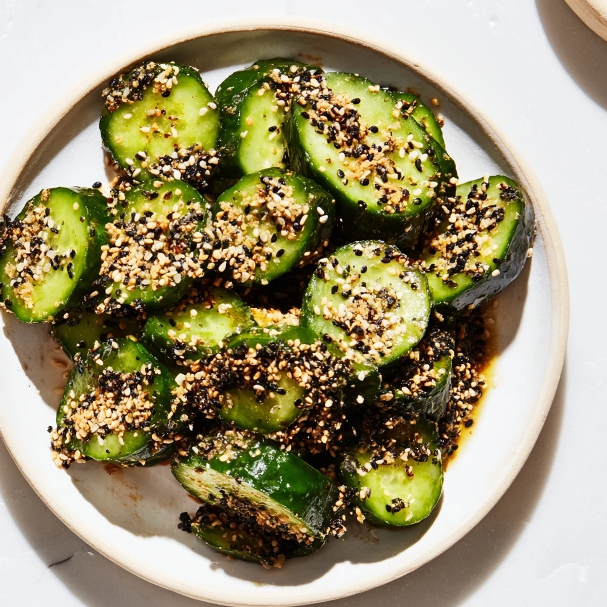 Fresh Cucumber Shaker with Everything Bagel Seasoning, perfectly seasoned and ready to eat outdoors.