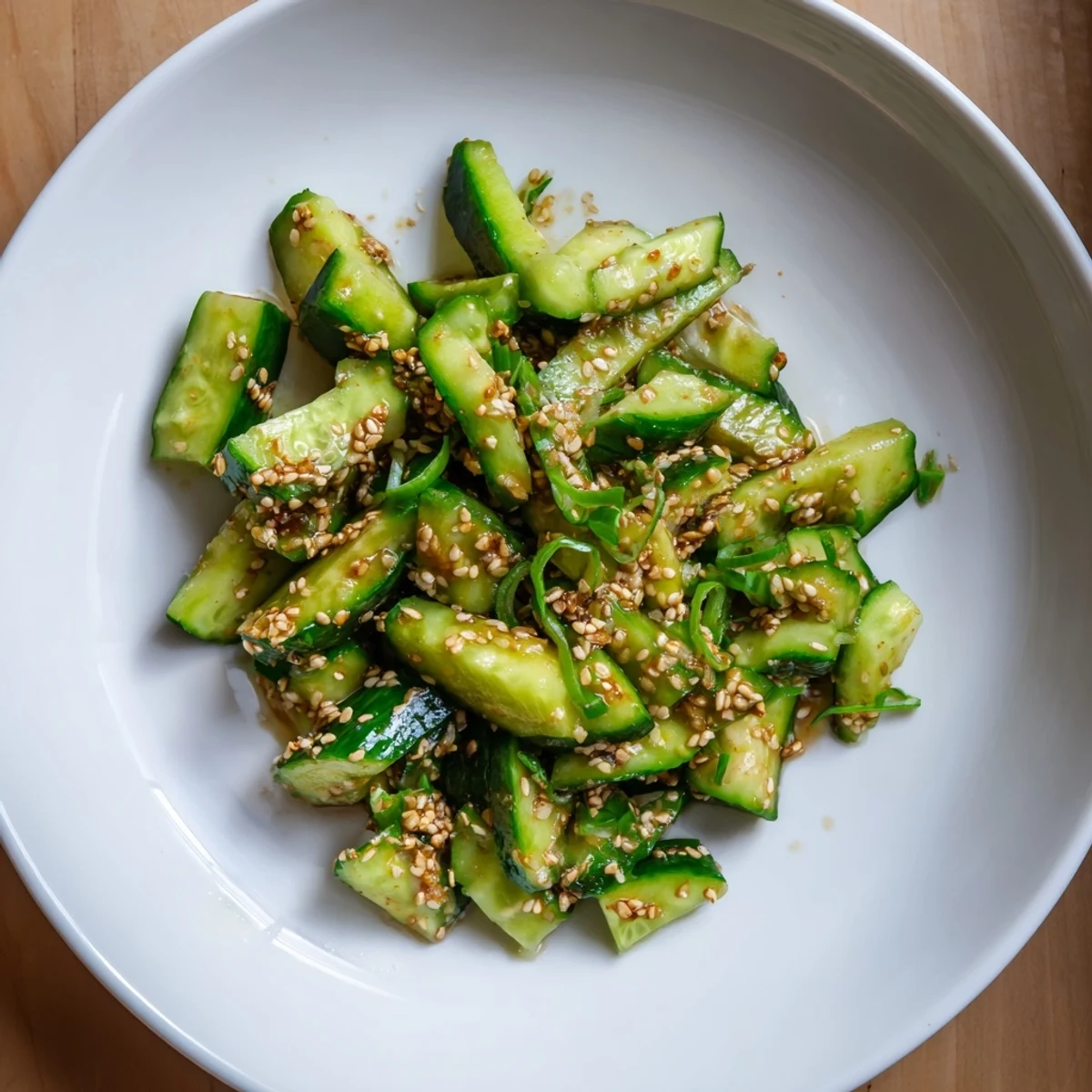 Fresh Cucumber Shaker with rice vinegar, crunchy cucumbers, and savory umami flavors showcased.