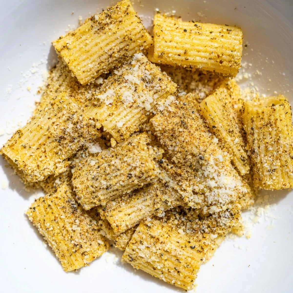 Golden, crispy pasta chips with Parmesan cheese, perfect for snacking or dipping, a delicious treat.