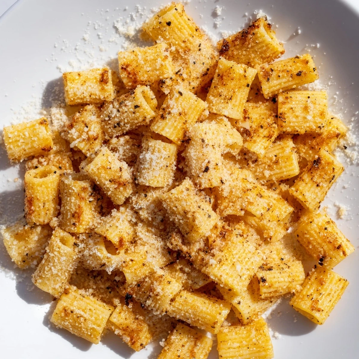 Freshly made pasta chips, tossed with herbs and cheese, ready and waiting for your favorite dipping sauce.