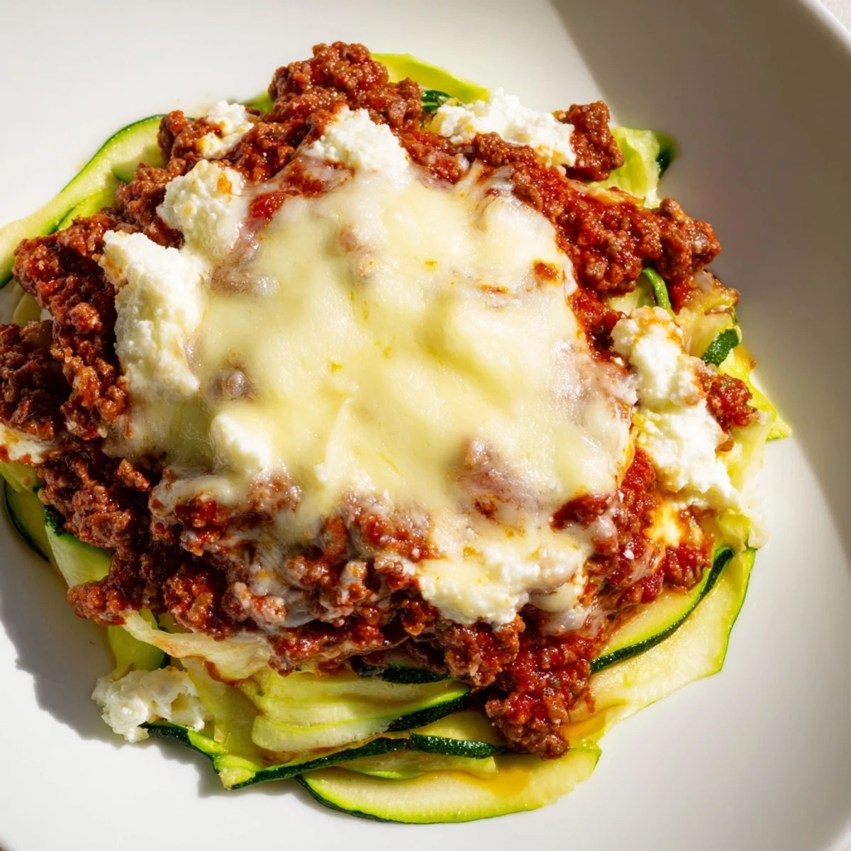 Enjoy a comforting, gluten-free Zucchini Lasagna Skillet with melted mozzarella and fresh, fragrant herbs.