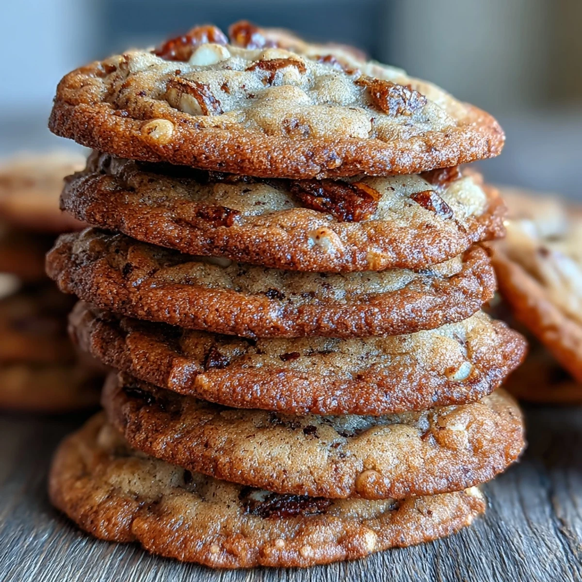 Close-up of a Brown Butter Hojicha & Earl Grey Cookie broken in half, revealing a soft, chewy interior.