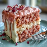This Bridal Shower Rosé Velvet Cake boasts a decadent buttercream and beautiful gold drip.