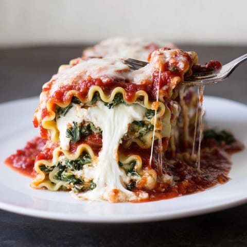 Creamy, cheesy Spinach Lasagna Roll-Ups recipe, a comforting Italian-American baked pasta dish.
