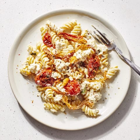 Baked Feta Pasta Onions Tomatoes