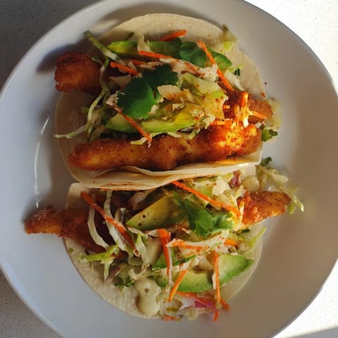 Crispy Fish Tacos Slaw