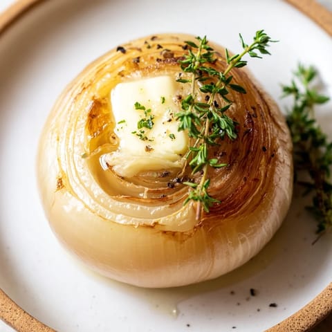 Steamy close-up of a tender Onion Boil, revealing the sweet onion's soft, caramelized layers.