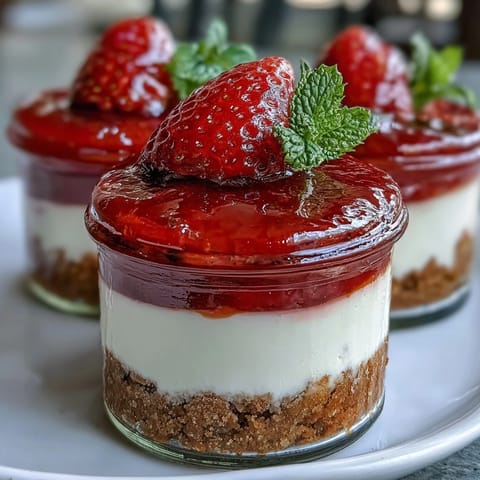 No-Bake Strawberry Cheesecake Jars