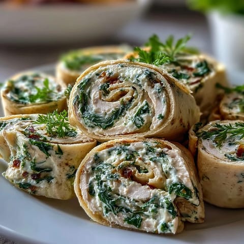 Turkey, cheese, and spinach tortilla pinwheels with creamy spread, rolled into colorful spirals perfect for parties.