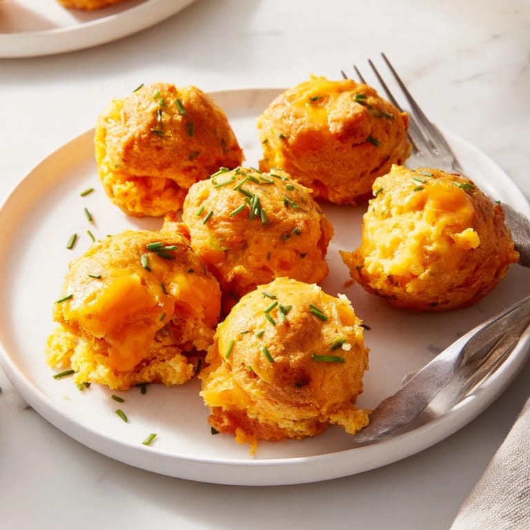 Fluffy pumpkin muffin balls bursting with gooey cheese, perfect for brunch gatherings.  