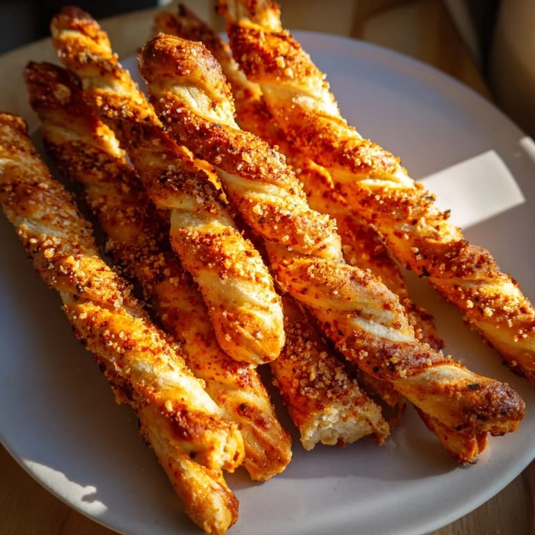 Savory Flamin Hot Pretzel Biscuit Sticks garnished with flaky salt, ideal for party platters.