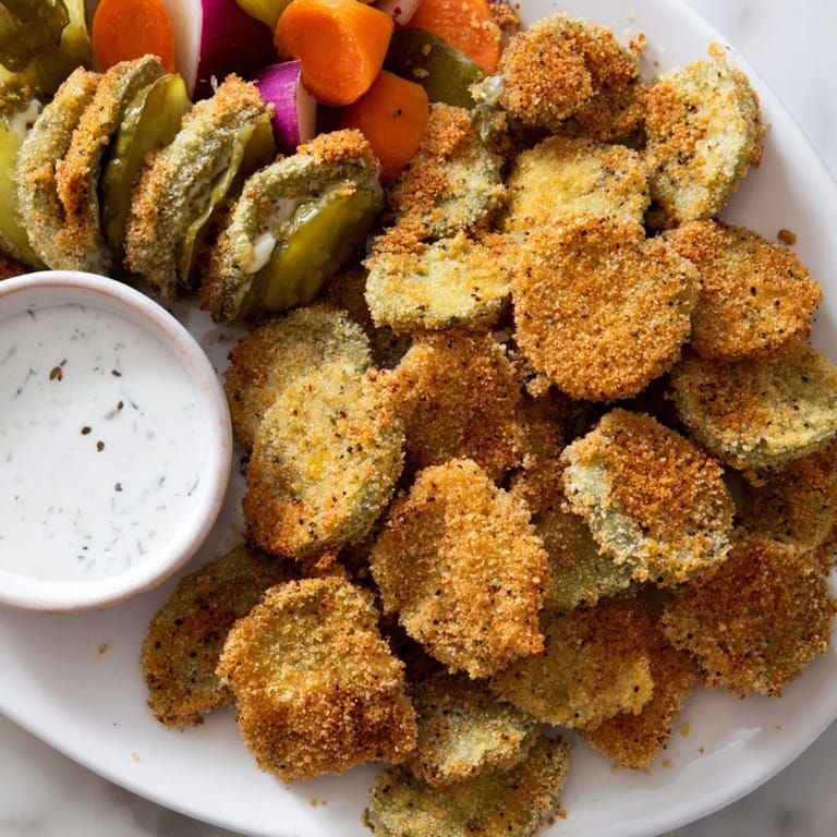 Indulge in a colorful Pickle Lovers Meal with fried pickles and tangy bites.