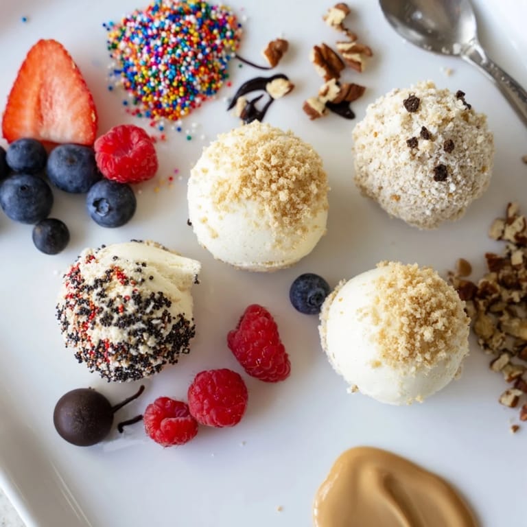 Delicious deconstructed dessert board showcasing cheesecake bites with colorful topping options.  