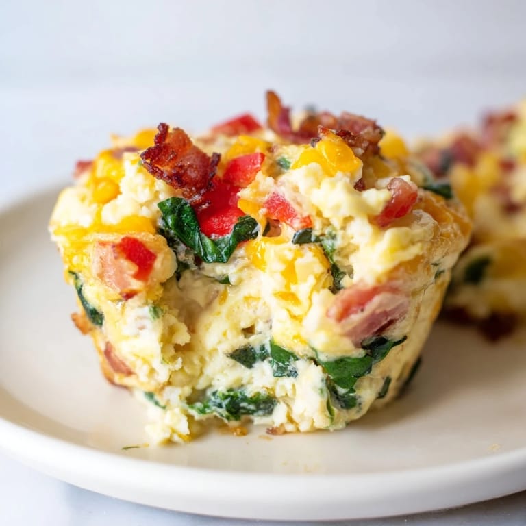Visualize hearty One-Pot Breakfast Casserole Muffins steaming, packed with vegetables, bacon, and fluffy eggs.