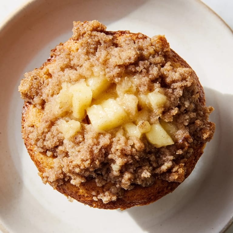 Close-up of fluffy Tasty Apple Muffins, showcasing the diced apples and a cinnamon-sugar crust.