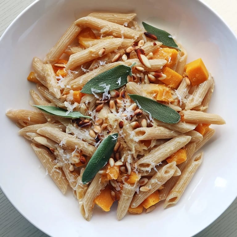 Fragrant Butternut Squash & Sage Brown Butter Pasta boasting perfectly roasted squash and nutty brown butter sauce.