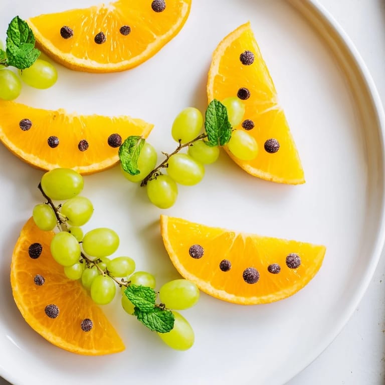 Bright, juicy Pumpkin Patch Orange Slices are arranged like mini pumpkins on a platter for serving.