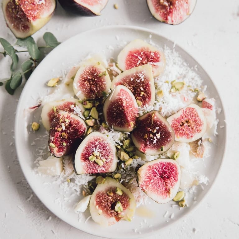 Fresh figs and dates star in this Winter Fruit platter, perfect with honey drizzled on top!