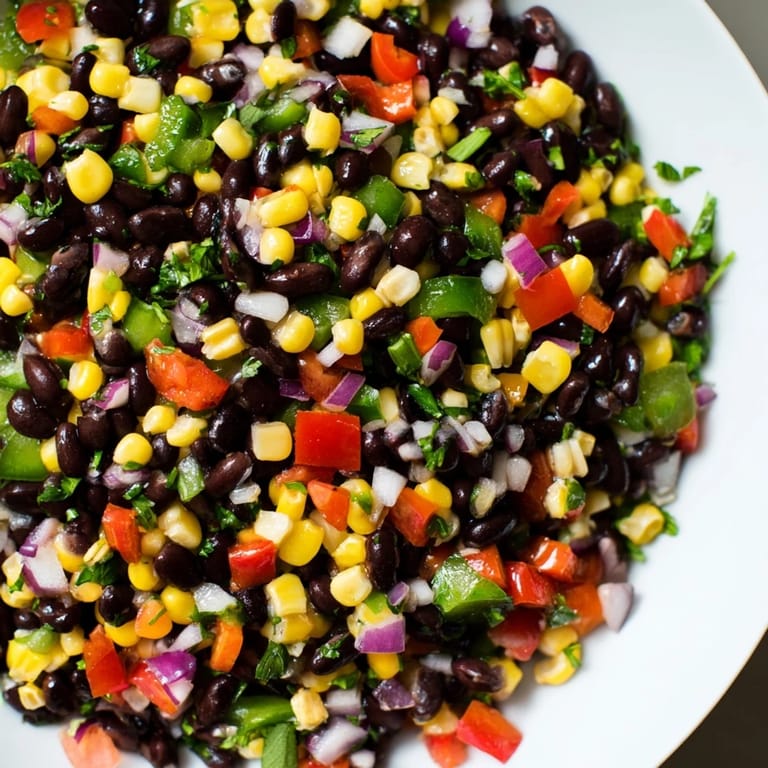 Enjoy a refreshing scoop of Cowboy Caviar Salad: a perfect side dish or chip dip, full of flavor.