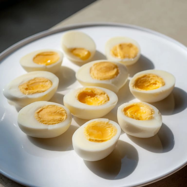 Freshly made Air Fryer Boiled Eggs, cooled and ready to peel, a healthy and protein-packed snack.
