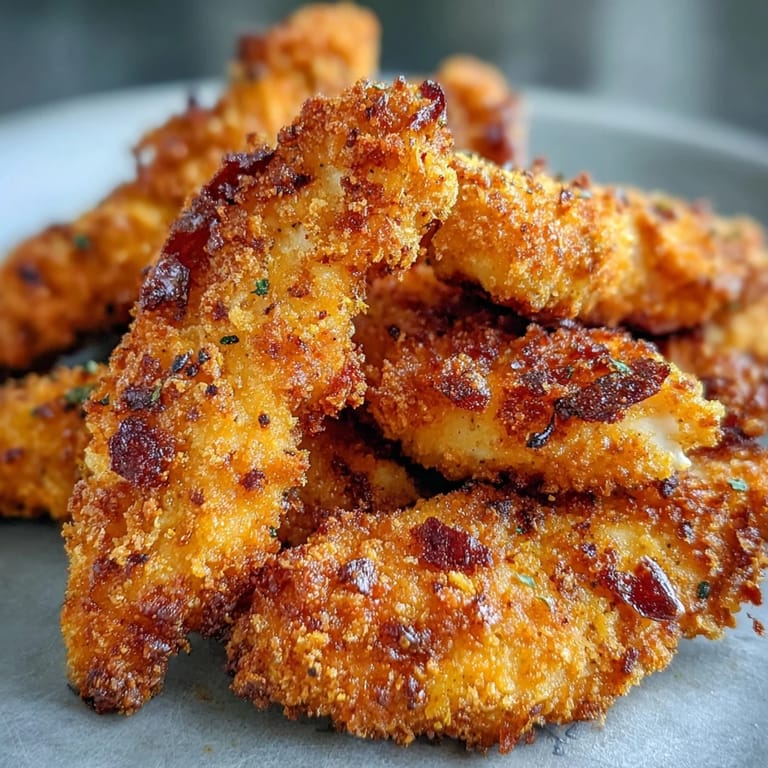 Tender, spice-infused Crispy Turmeric Chicken Tenders piled high, perfect for a weeknight family dinner or game-day appetizer spread.