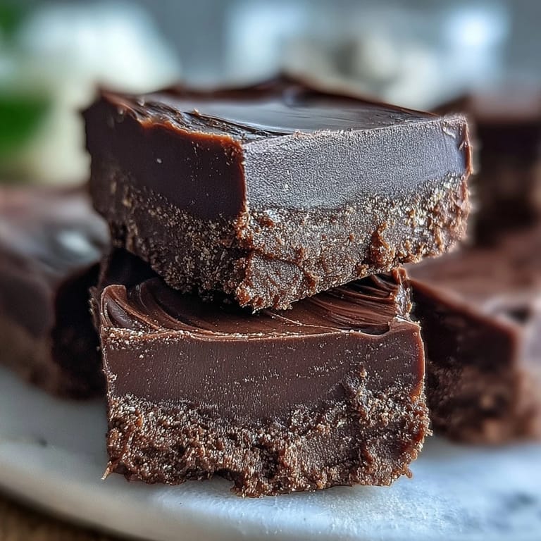 Decadent Hojicha Fudge squares with a dense, melt-in-your-mouth texture and nutty roasted green tea aroma.
