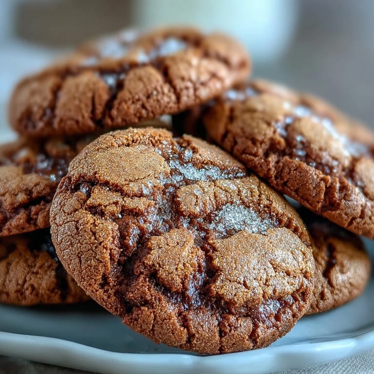 Golden-brown Hojicha and Brown Butter Cookies on parchment paper, sprinkled with flaky sea salt, ready for a comforting dessert snack.