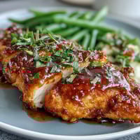 Honey mustard chicken with green beans, juicy chicken glazed in tangy sauce, served with crisp green beans for a bright meal.